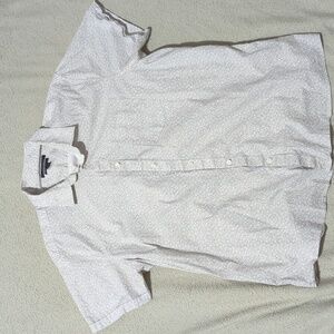 Marc Anthony Men’s White Patterned Short Sleeve Button Down XXL Slim Fit